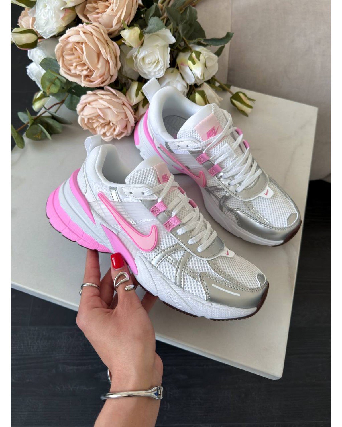 Nike V2K Run Silver Pink White