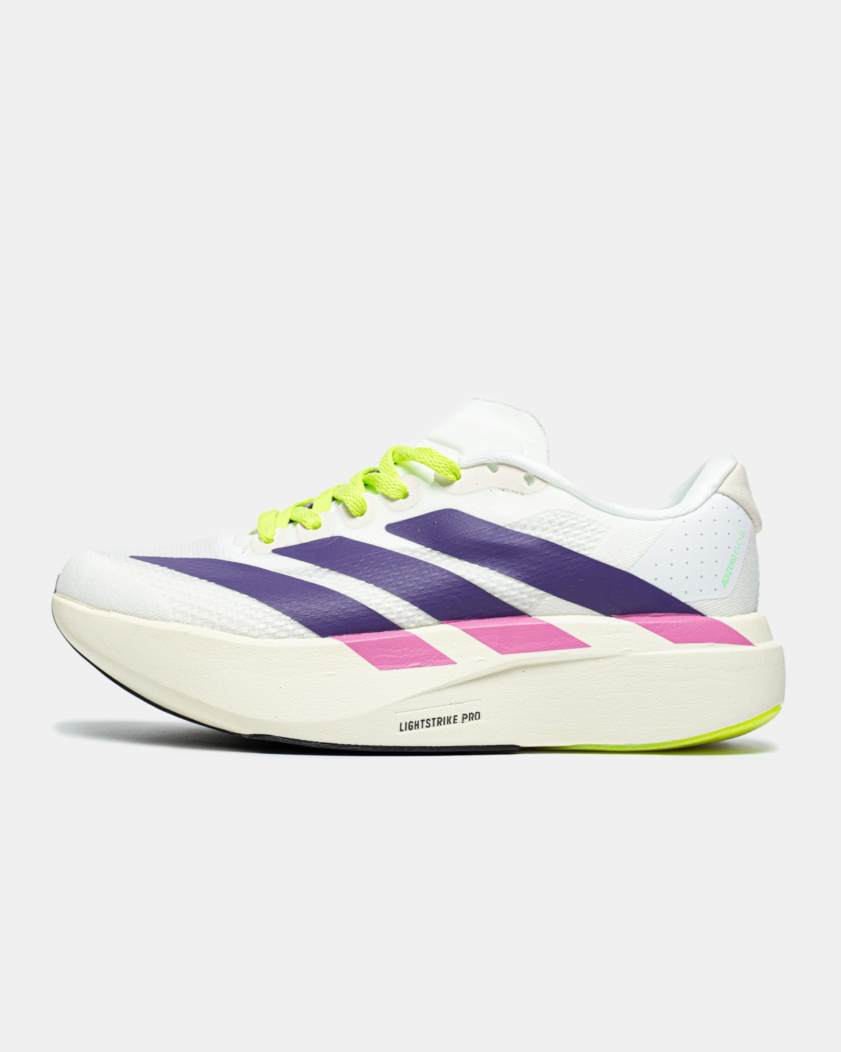 Adidas Adizero Evo SL Cloud White Collegiate Purple Lime Bur