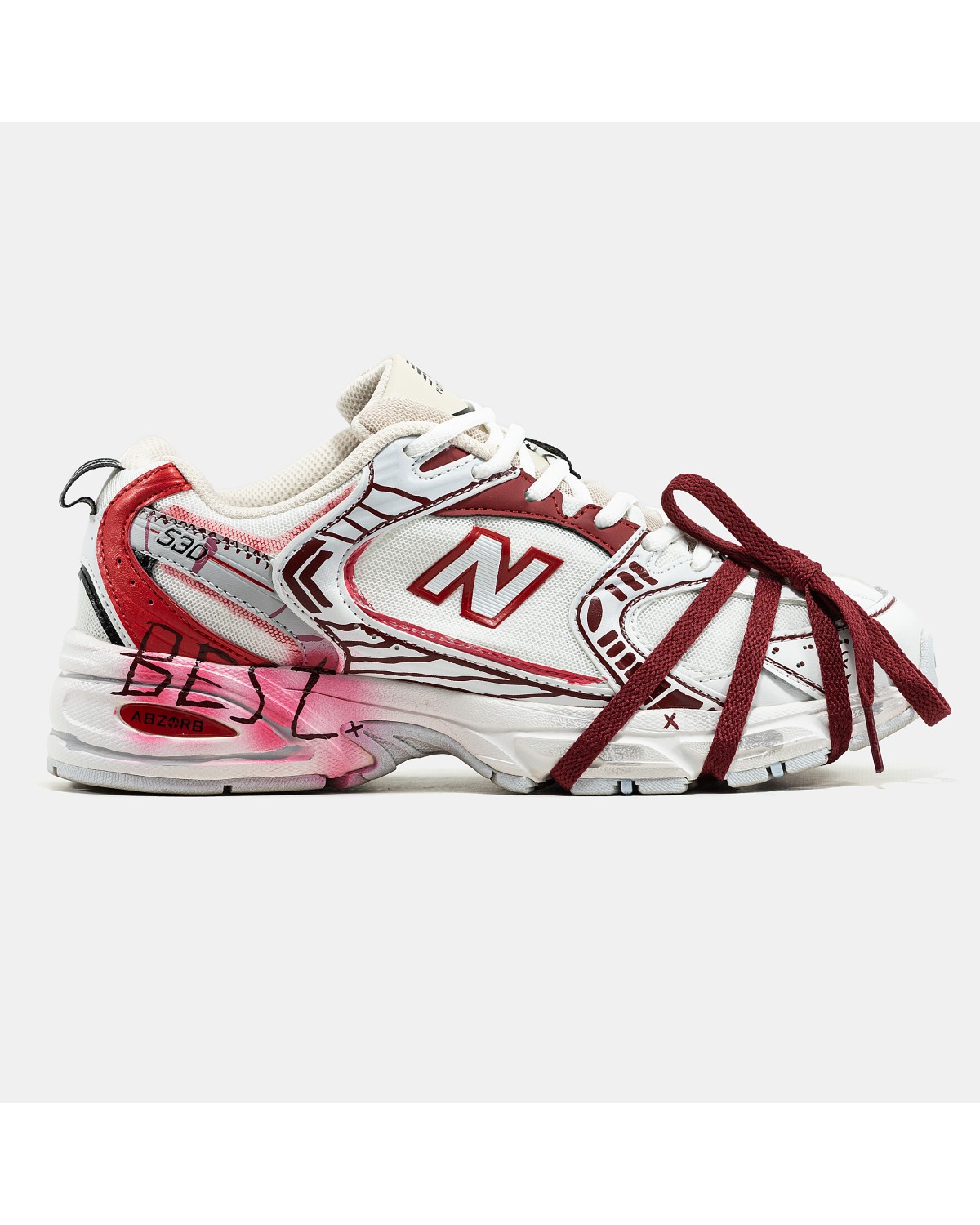 New Balance 530 White Red Custom
