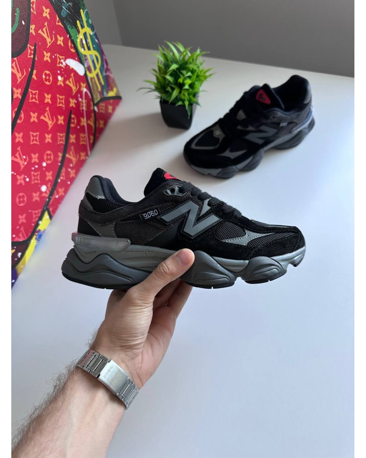 New Balance 9060 Black Grey Red