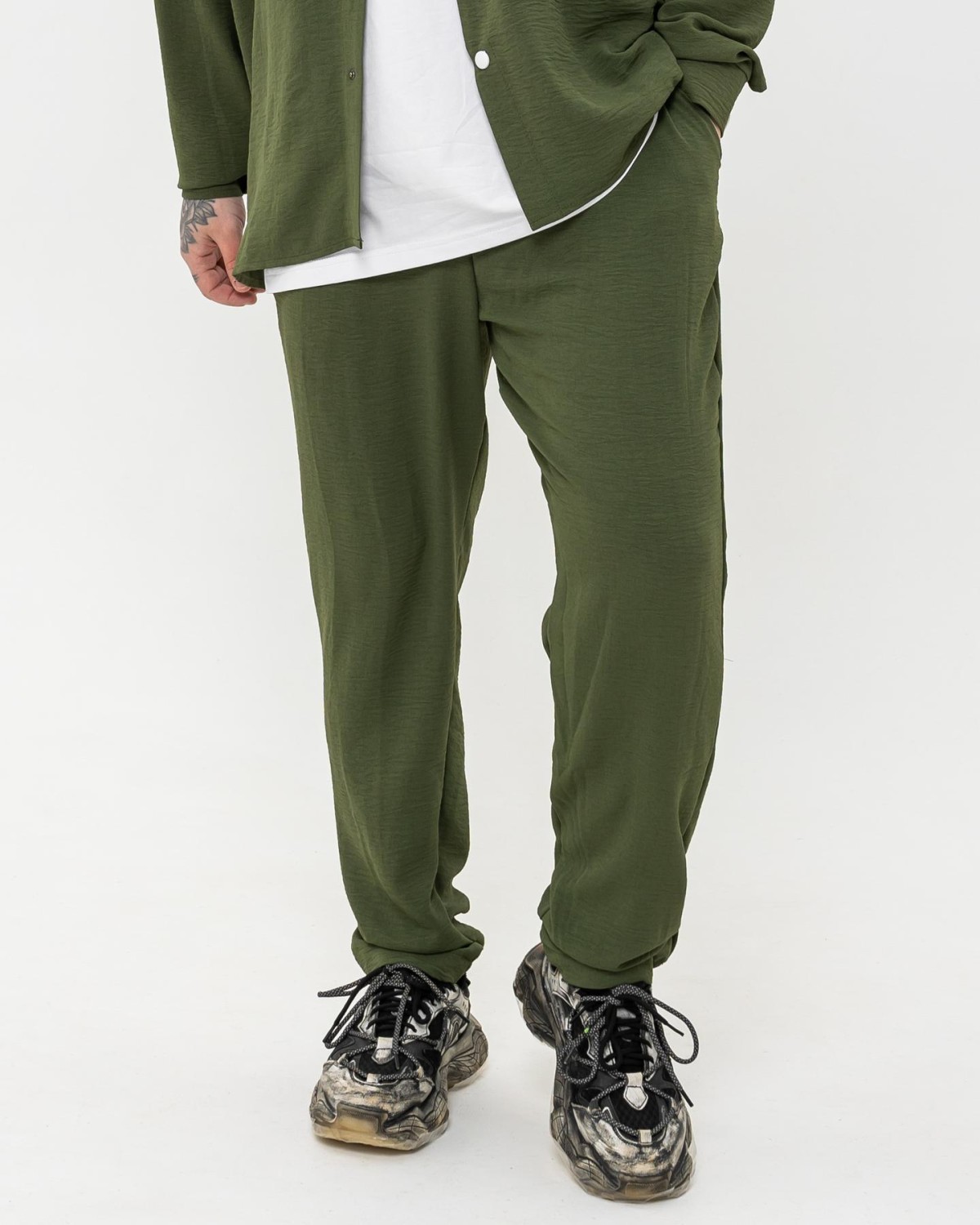 Штани зелений (креп) Krr2