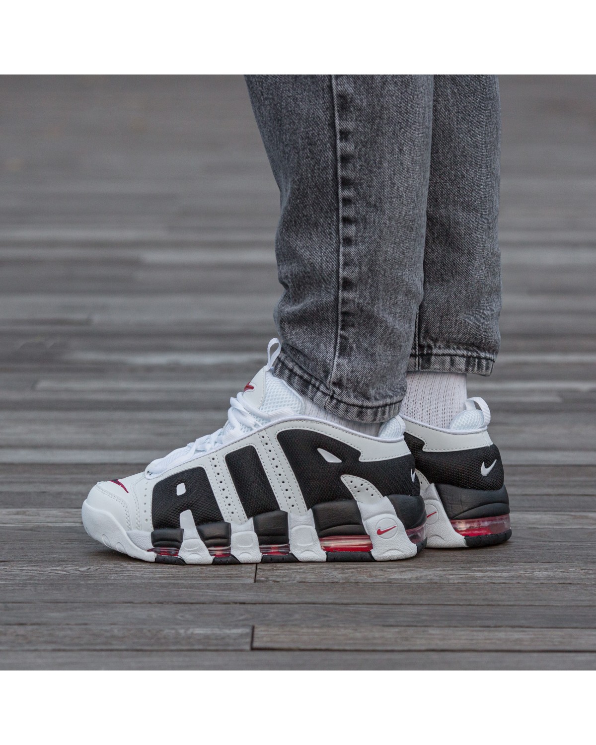 Nike Air More Uptempo Low White Black Red
