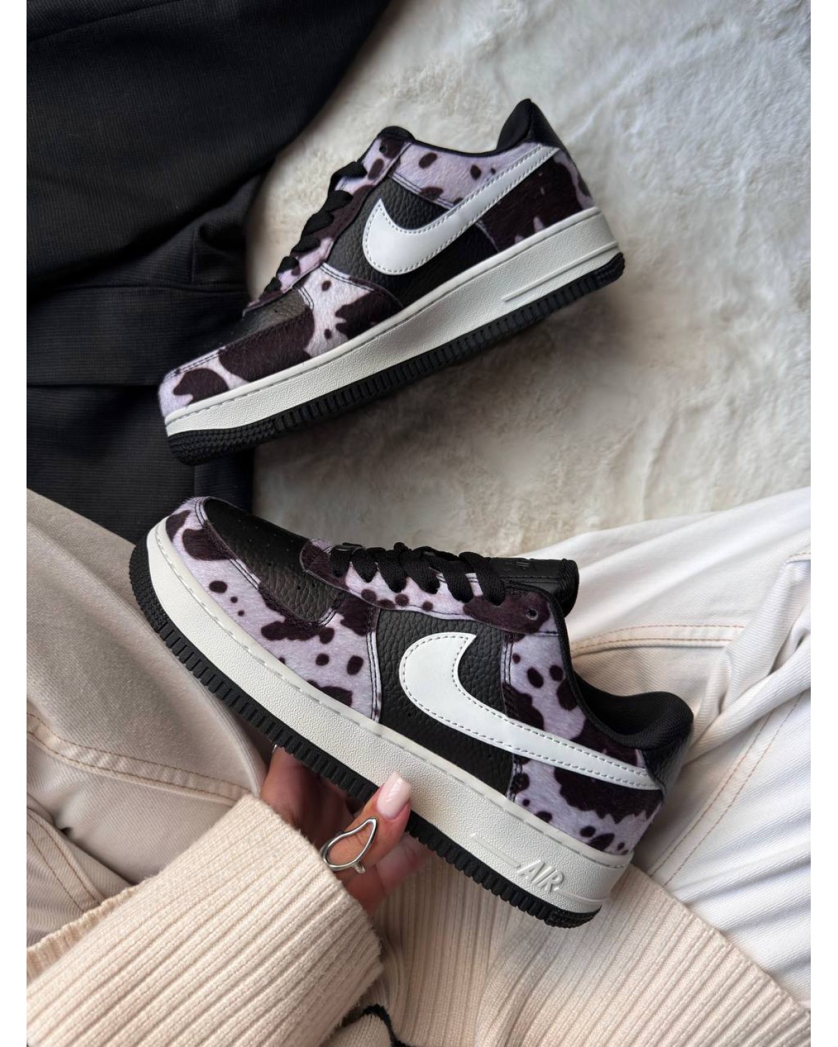 Nike Air Force 1 Cow Print Field Black