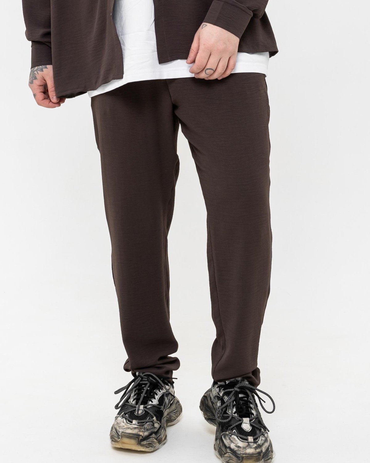 Штани шоколад (креп) Krr5