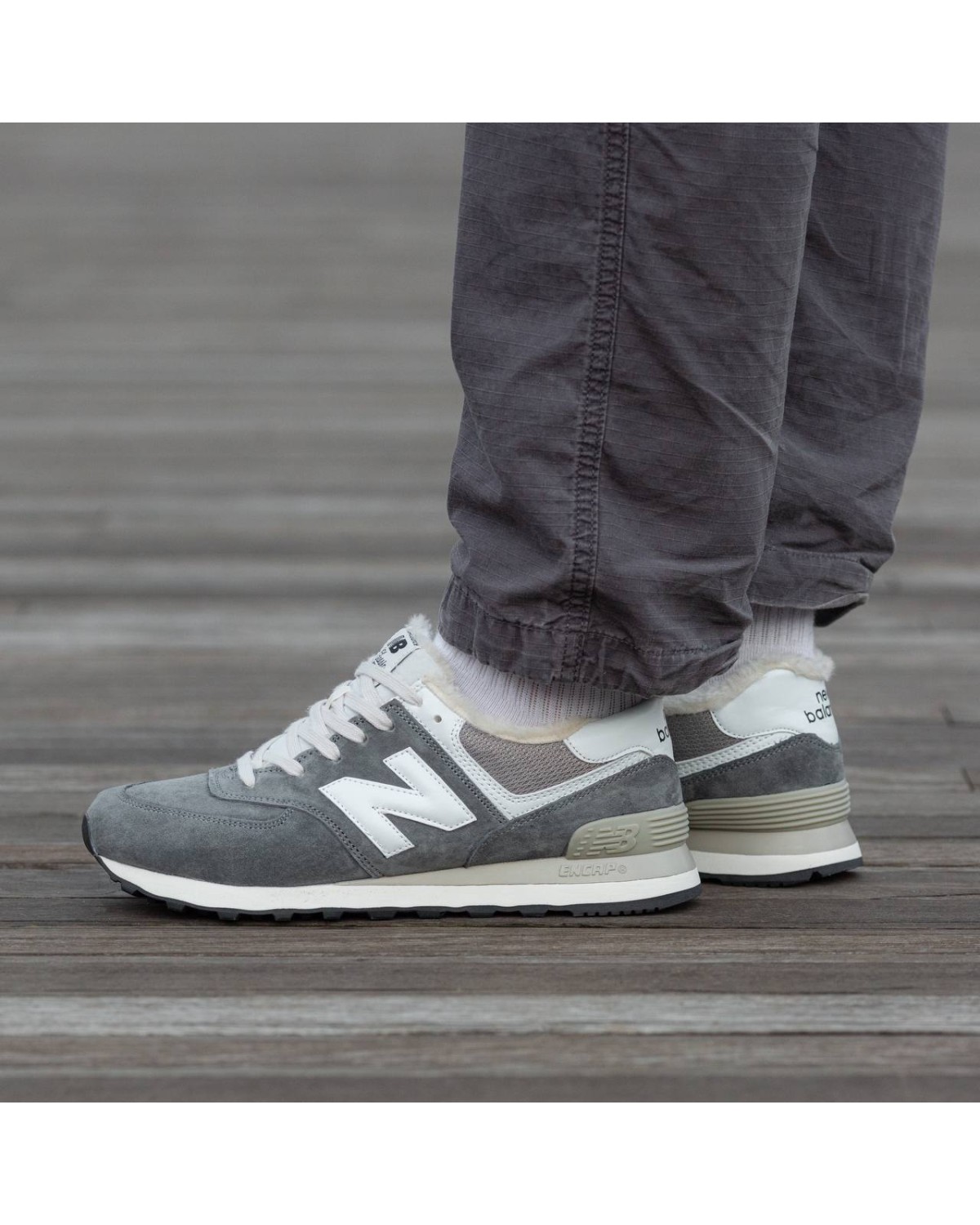 New Balance 574 Grey White Winter Fur