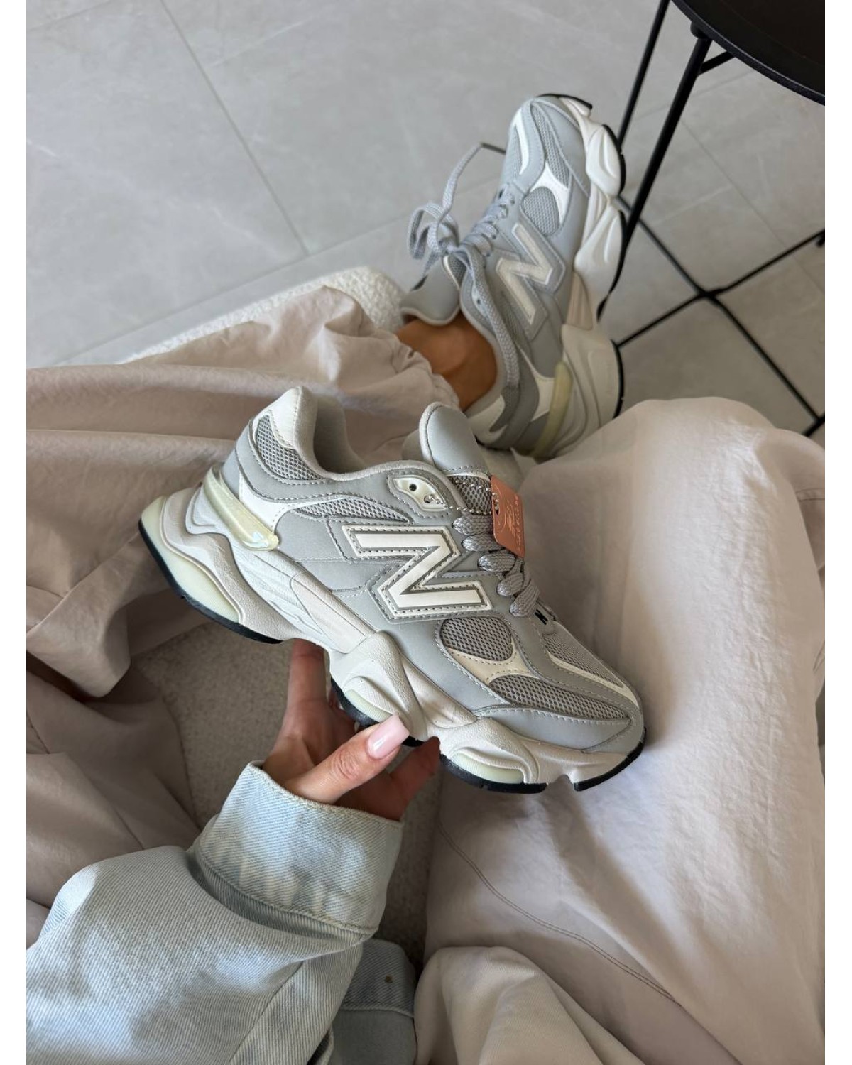 New Balance 9060 Light Grey Leather