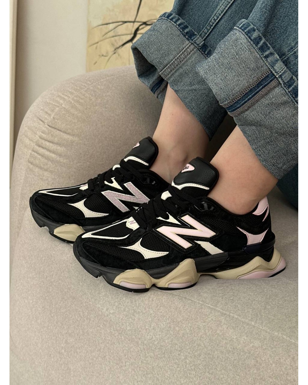 New Balance 9060 Black Suede Pink