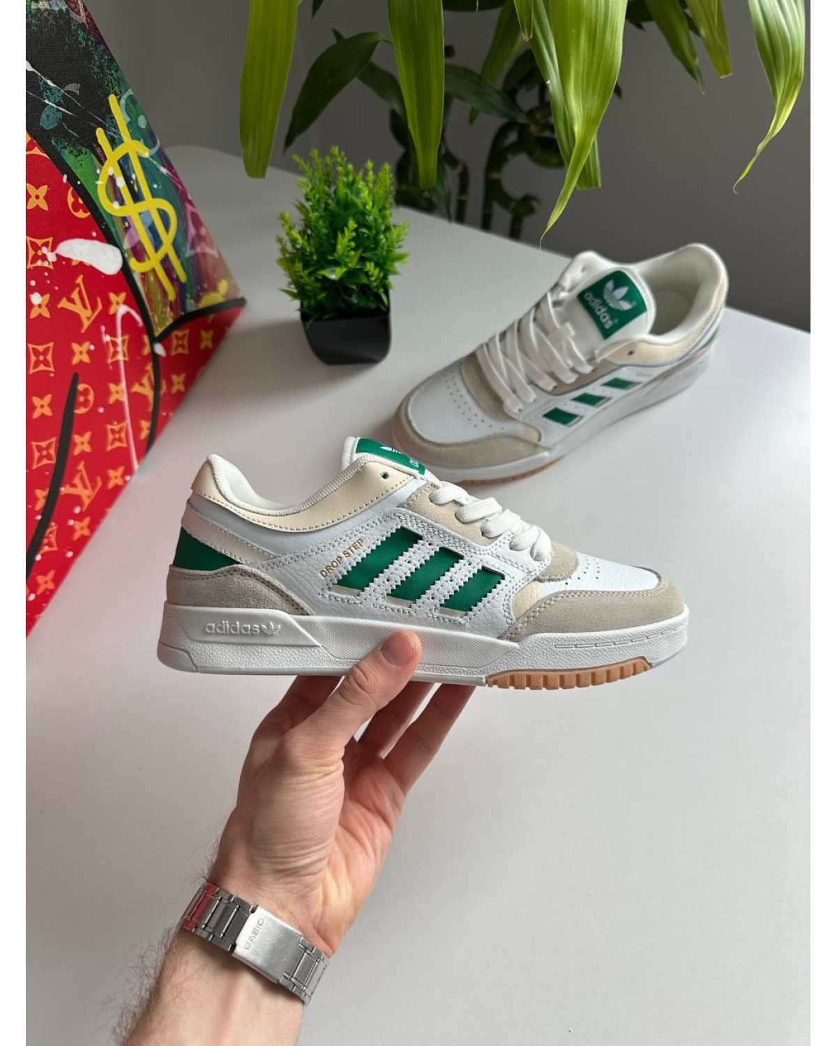 Adidas Drop Step White Beige Green