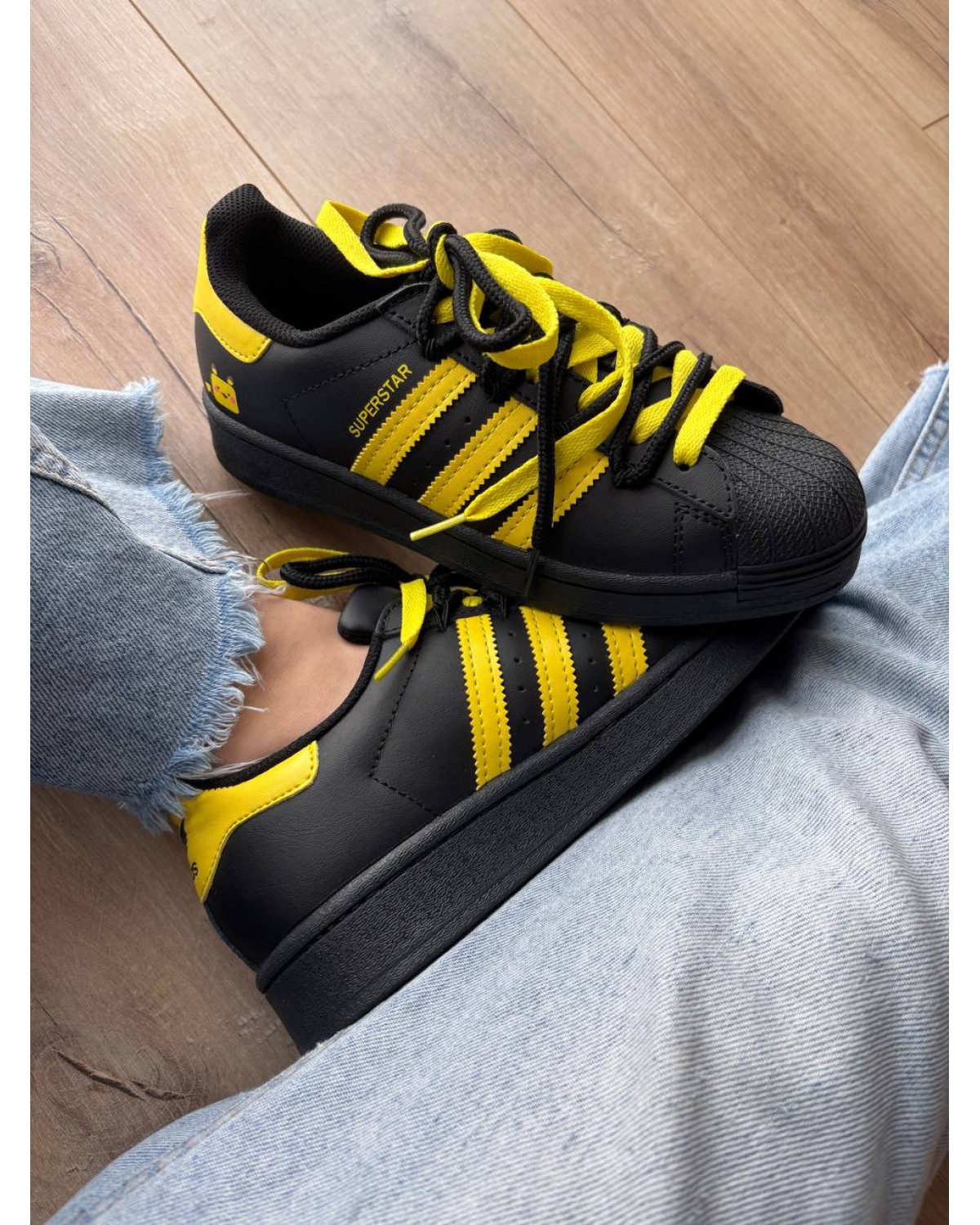 Adidas Superstar Pokemon Black Yellow Custom Adidas Superstar Pokemon Black Yellow Custom
