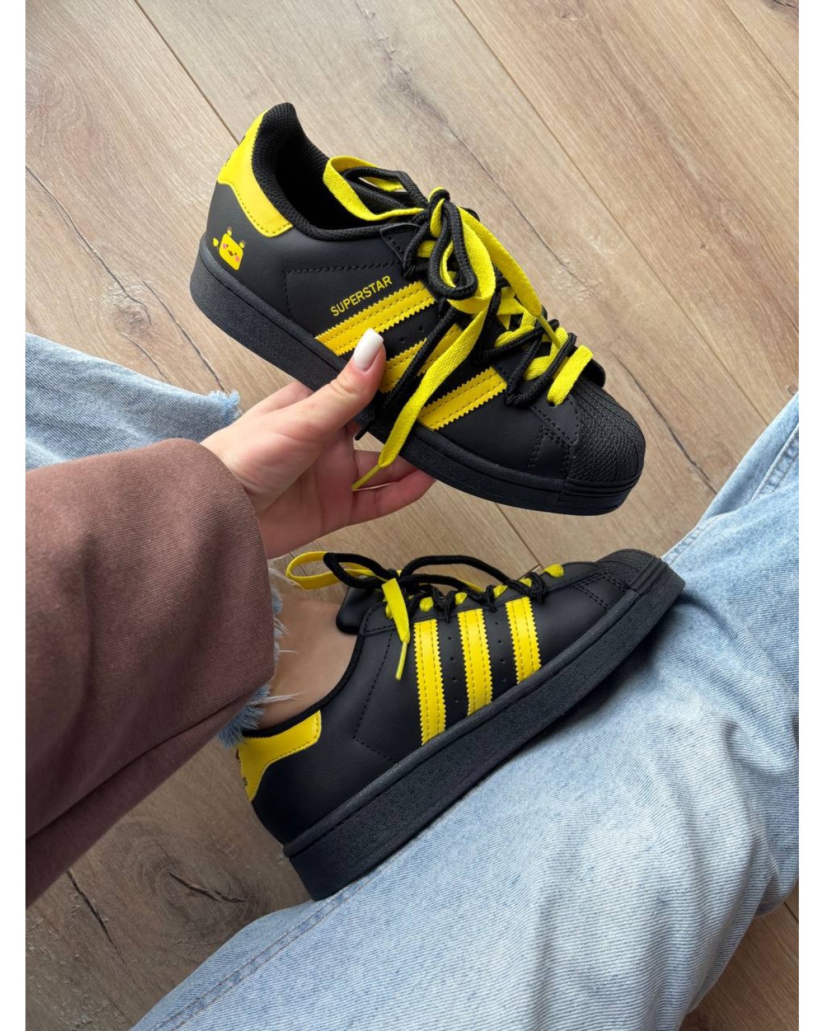 Adidas Superstar Pokemon Black Yellow Custom