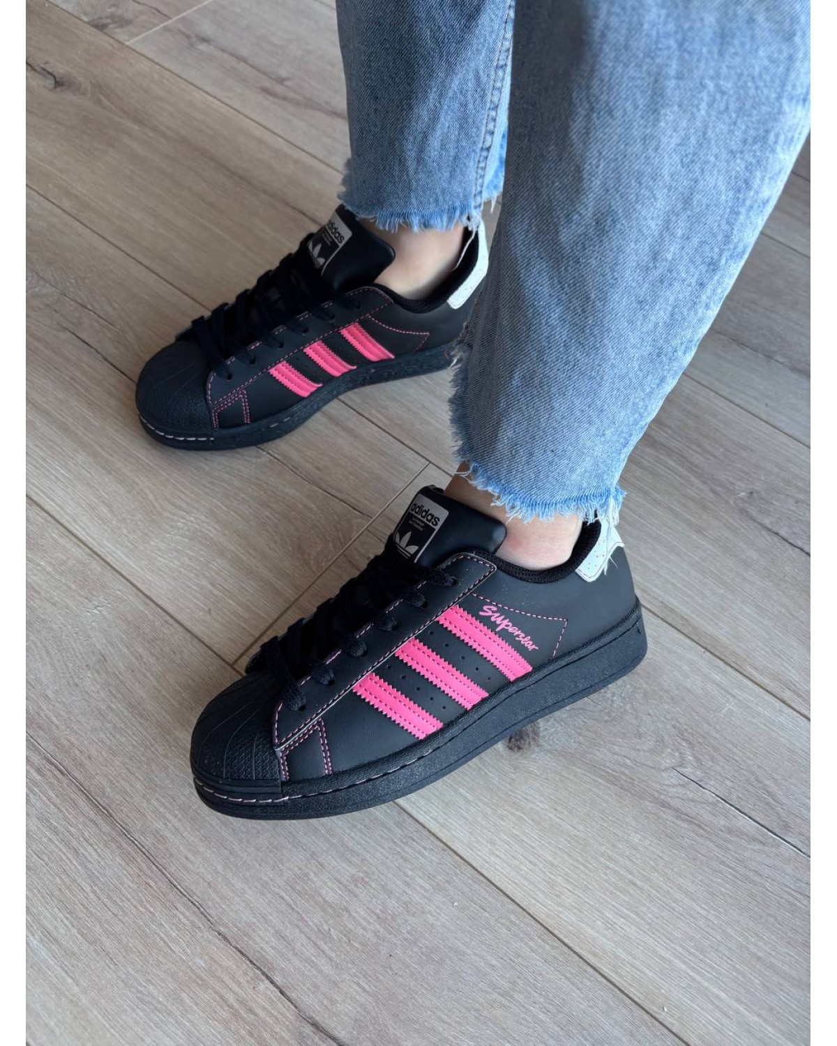 Adidas Superstar Black Pink Thread Adidas Superstar Black Pink Thread