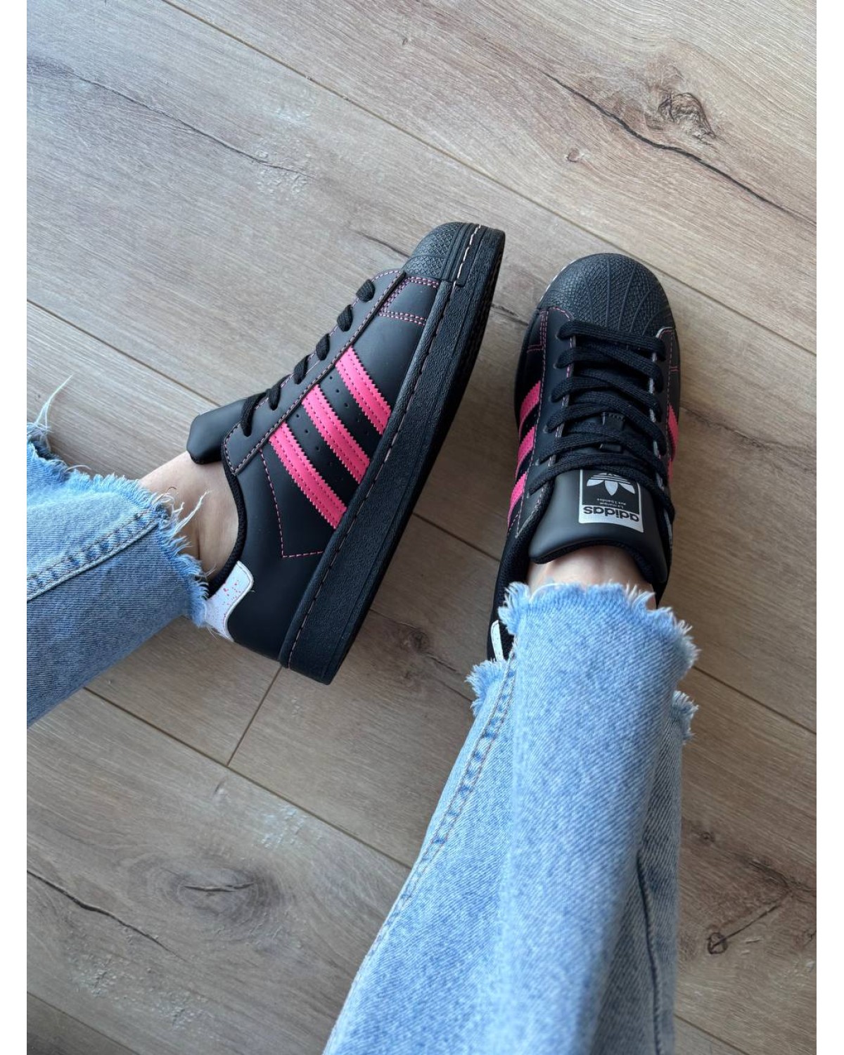 Adidas Superstar Black Pink Thread Adidas Superstar Black Pink Thread