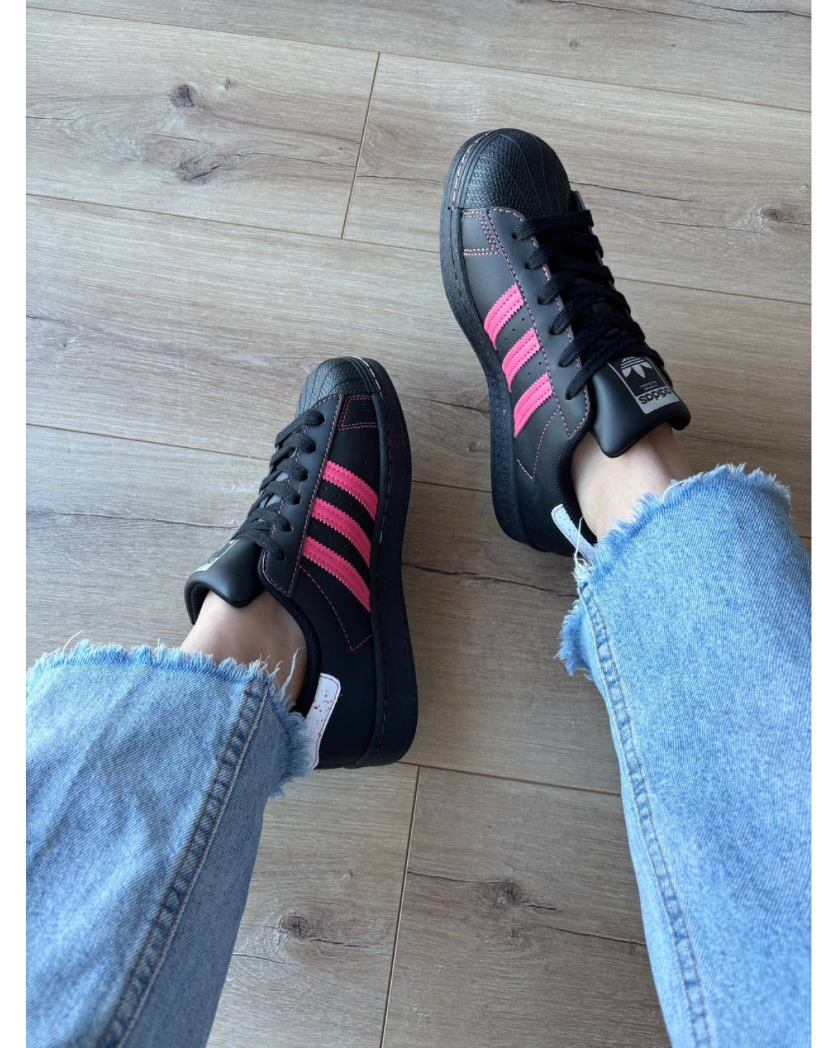Adidas Superstar Black Pink Thread Adidas Superstar Black Pink Thread