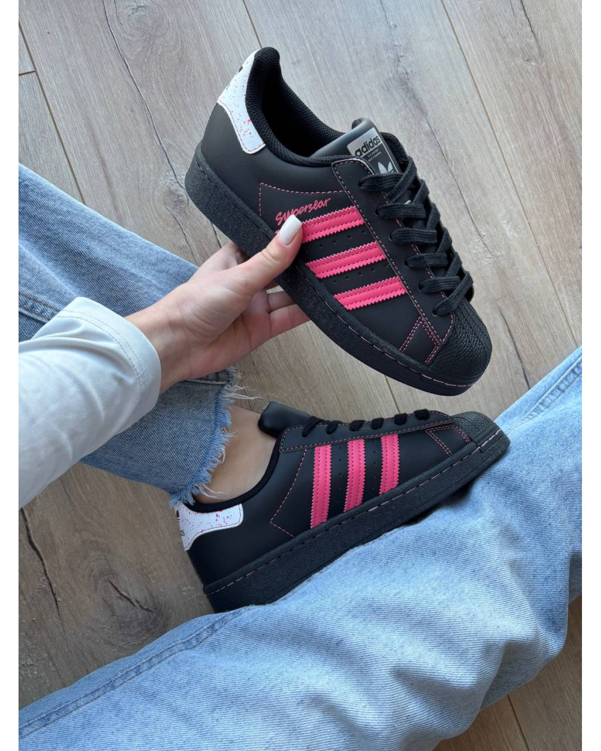 Adidas Superstar Black Pink Thread Adidas Superstar Black Pink Thread