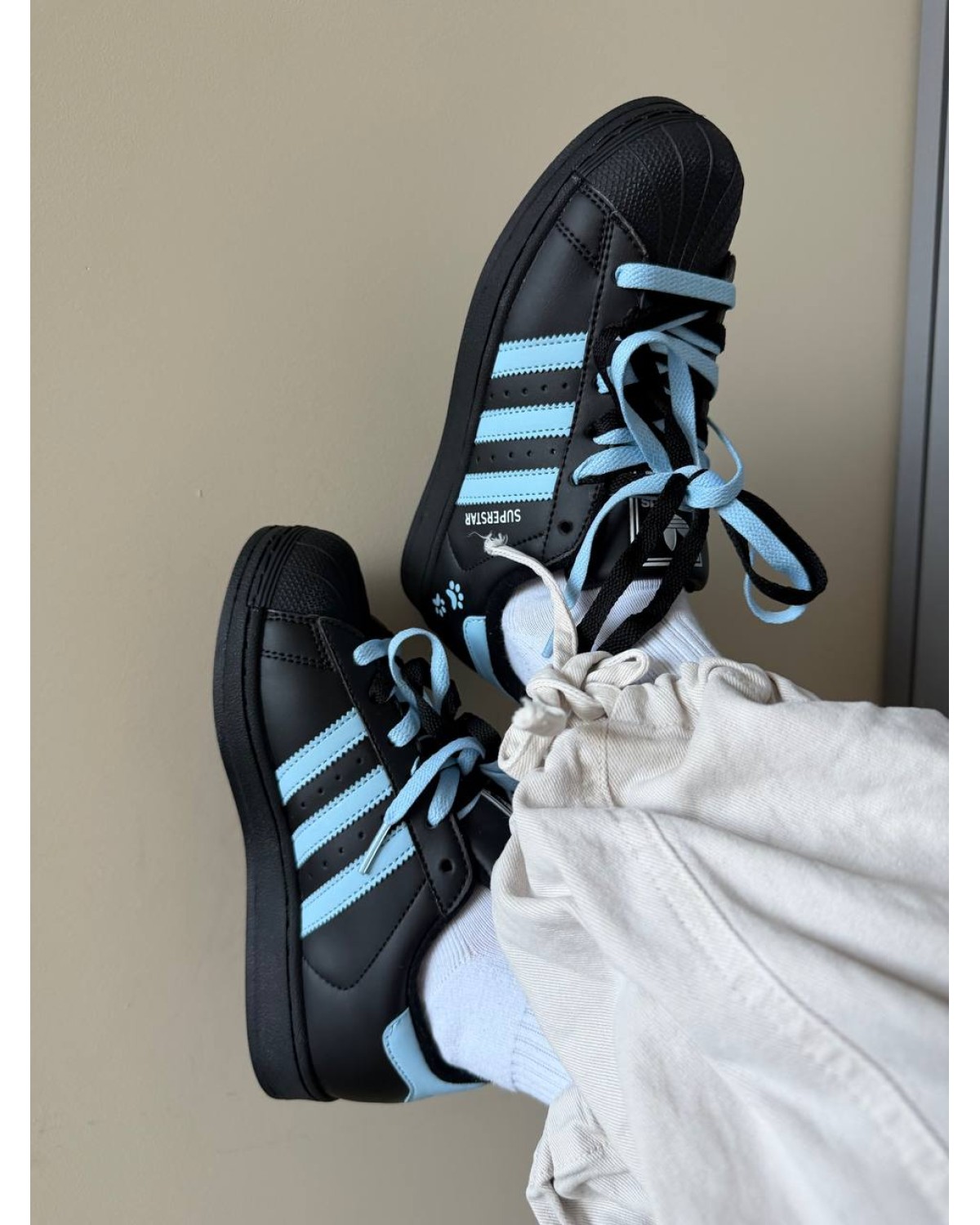 Adidas Superstar Black / Blue “Paws”