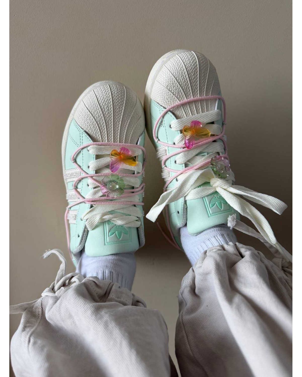 Adidas Superstar Lite Aqua White Double Lace-Up Shoe Adidas Superstar Lite Aqua White Double Lace-Up Shoe
