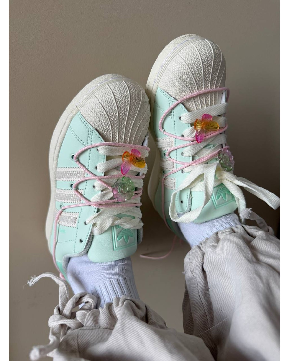 Adidas Superstar Lite Aqua White Double Lace-Up Shoe Adidas Superstar Lite Aqua White Double Lace-Up Shoe