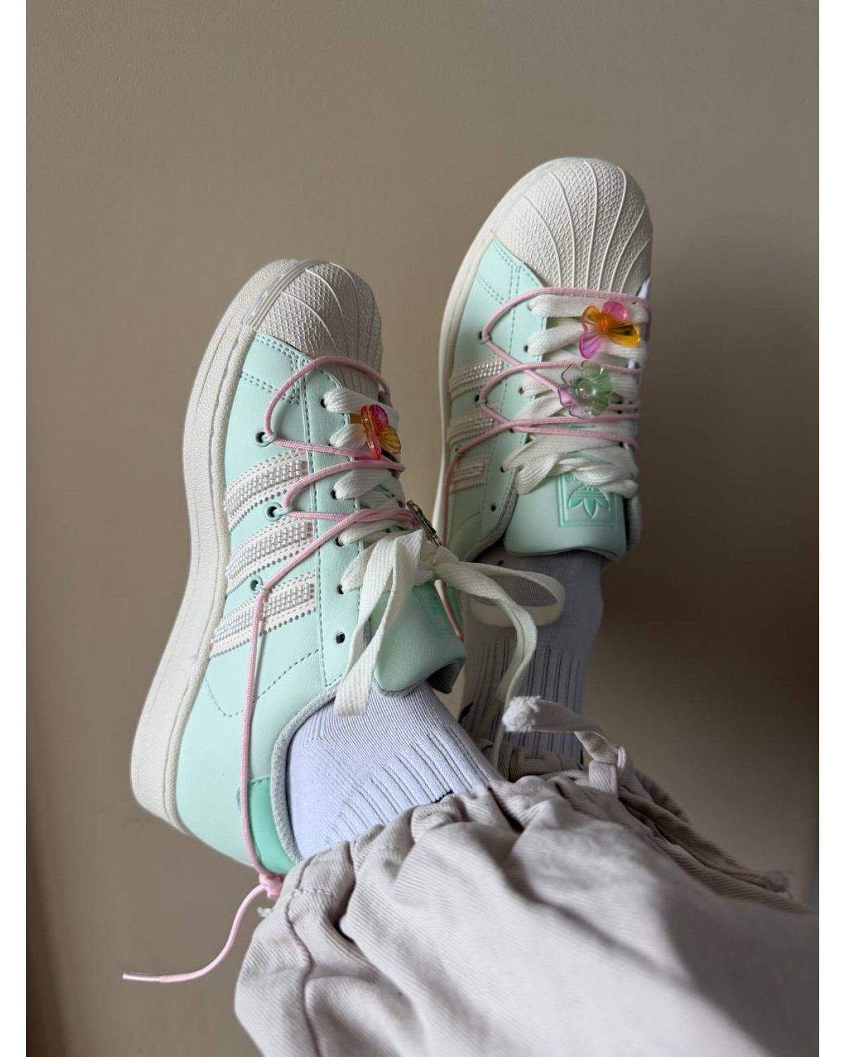 Adidas Superstar Lite Aqua White Double Lace-Up Shoe Adidas Superstar Lite Aqua White Double Lace-Up Shoe
