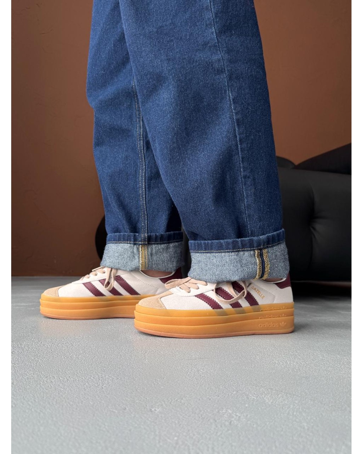 Adidas Gazelle Bold Cream/Maroon