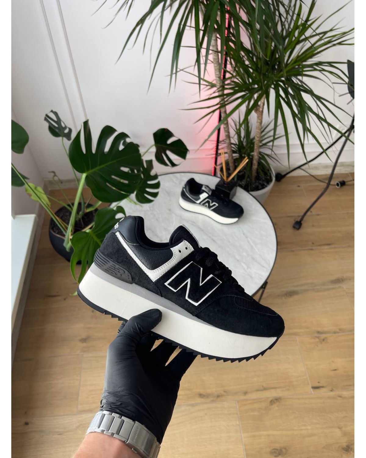 New Balance 574+ Platform Black