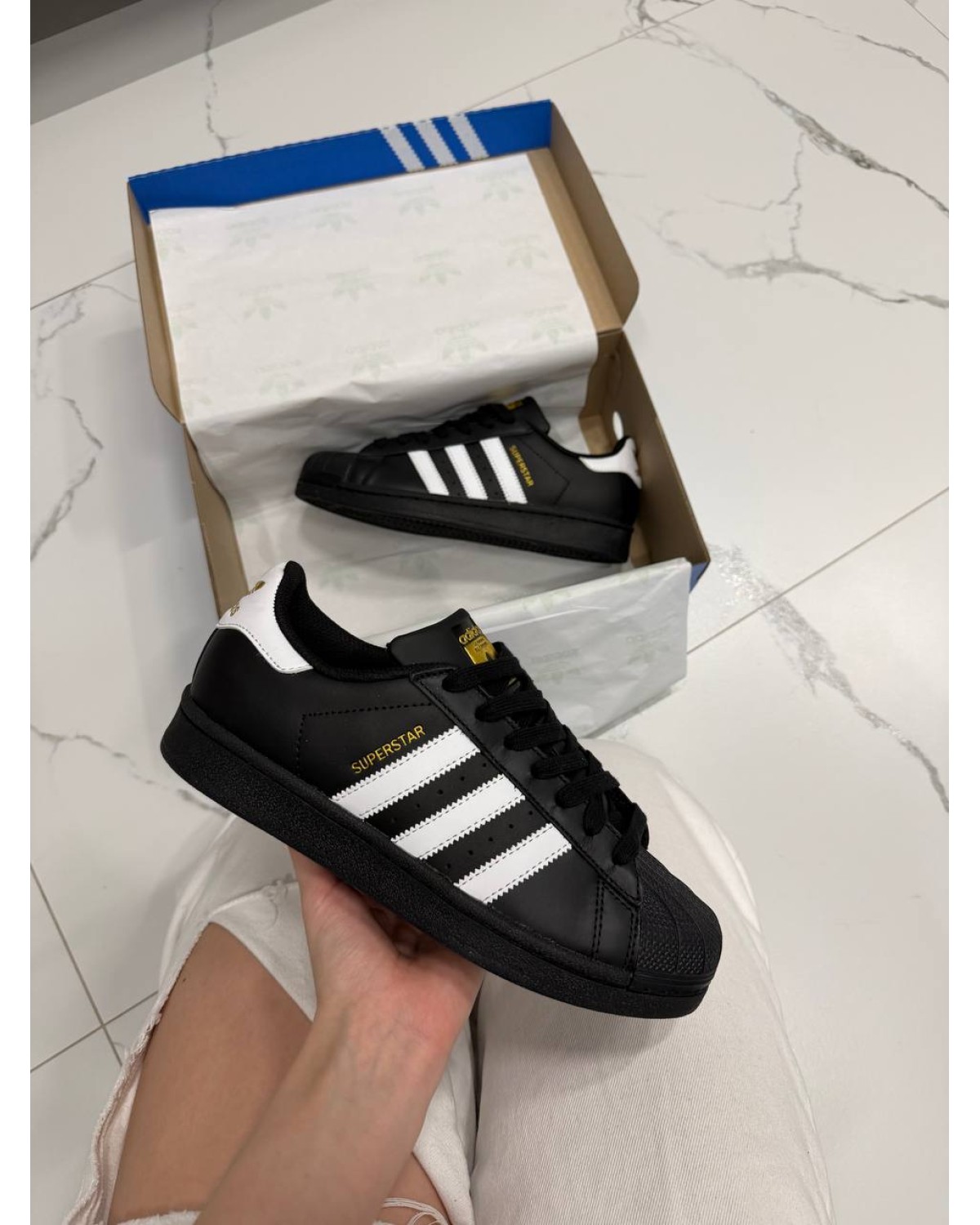 Adidas Superstar Black Gold Logo