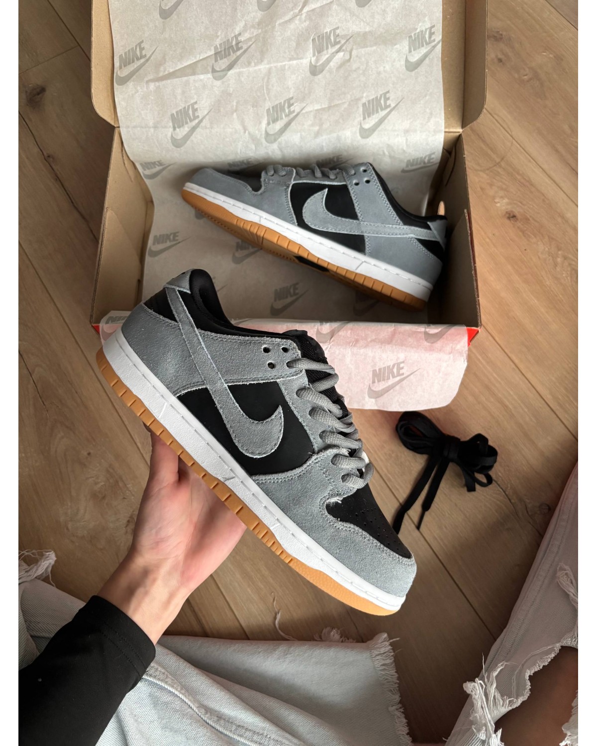 Nike Dunk Low Black Silver Fur