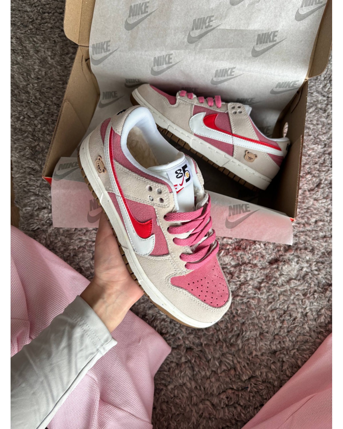 Nike Dunk SE 85 Double Swoosh Pink Rabbit Fur