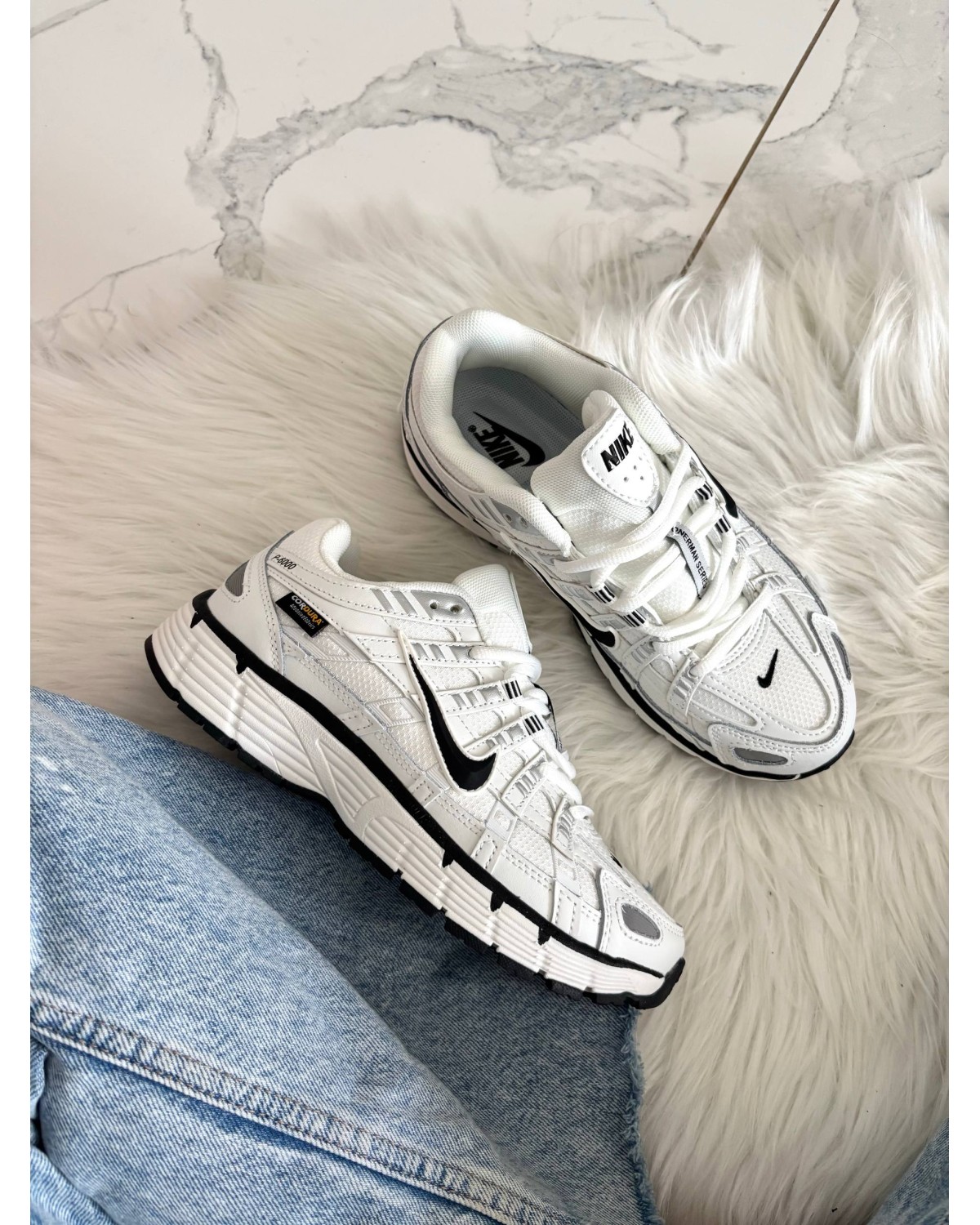 Nike P-6000 White Black Swoosh Cordura